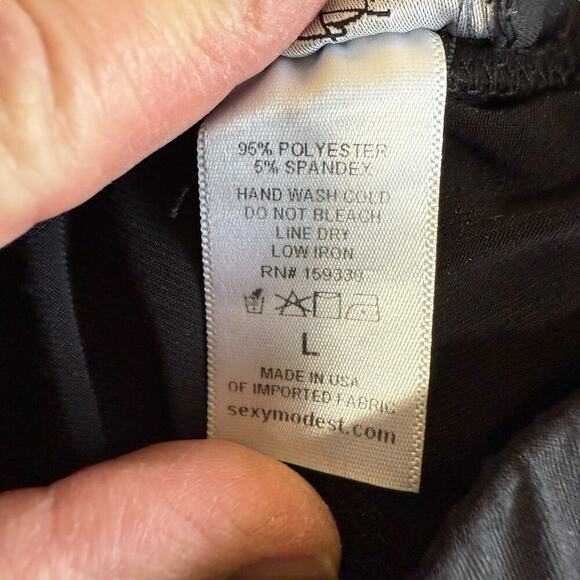 Brigitte Brianna Pants Women's Black Wide Leg Large Sexy Modest Pockets Stretch - Picture 5 of 10